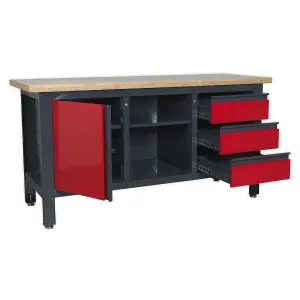 Sealey Work Station 3 Drawers 1 Cupboard & Open Storage 300kg Capacity AP1905B