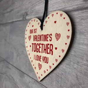 Our 1st Valentines Together Gift For Girlfriend Boyfriend Wood Heart Love Gift Keepsake