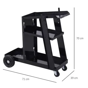 DURHAND Three-Tier Welding Cart Welder Trolley for Gas Bottles w/ Wheels, Black