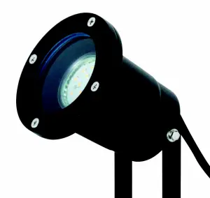 GoodHome Matt Black LED Outdoor Stake light (D)98mm