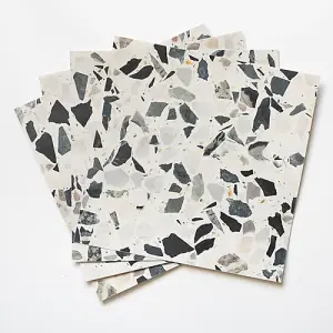 Quadrostyle Terrazzo Black Mix Wall and Floor Tile Vinyl Stickers 30cm(L) 30cm(W) pack of 4