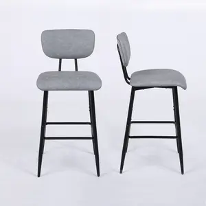 Upholstered Counter Stool with Metal Frame (Set of 2) Grey