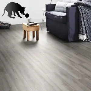 Wood Effect Flooring, Grey Contract Commercial Heavy-Duty Vinyl Flooring with 3.0mm Thickness-14m(45'11") X 4m(13'1")-56m²