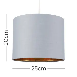 ValueLights Reni Grey and Gold Small Ceiling Pendant Light Shade