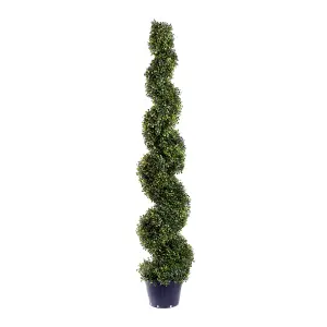 Pair of Best Artificial 5ft - 150cm Green Boxwood Spiral Topiary Tree - Suitable for Outdoor Use - Weather & Fade Resistant