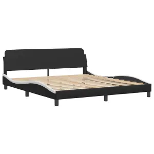 Berkfield Bed Frame with LED without Mattress Black and White 180x200 cm Super King