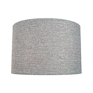 Modern and Sleek 25cm Width Light Grey Linen Fabric Drum Lamp Shade 60w Maximum