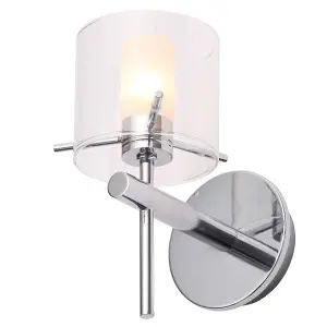 Litecraft Lincoln Chrome 1 Lamp Glass Wall Light