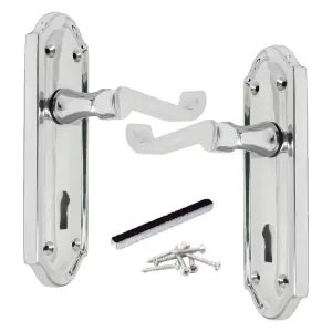 Ashford Door Handle Key Lock Scroll Lever - Chrome