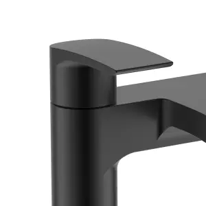 Nes Home Vago Contemporary Matte Black Deck Mounted Waterfall Bath Filler Tap