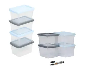 8 Small Storage Boxes With Lids 1.5L Stackable Hobby Craft Box 18 x 12.5 x 10.5cm