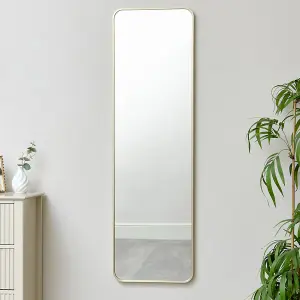 Melody Maison Tall Gold Curved Framed Wall / Leaner Mirror 135cm x 40cm