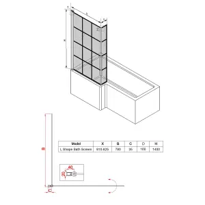 Rinse 810x1400mm Pivot Double Panel Over Bath Shower Screen Door 6mm Easy Clean Glass Shelves Door Panel Black Grid