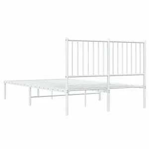 Berkfield Metal Bed Frame with Headboard White 120x200 cm