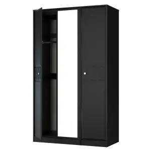 San Jose Ready assembled Contemporary Black Tall Triple Wardrobe With 1 mirror door (H)1960mm (W)1108mm (D)530mm