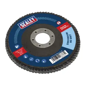 Sealey 80 Grit Flap Discs Zirconium 115mm 22mm Bore 10 Pieces FD1158010