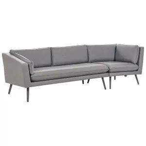 Outdoor Upholstered Sofa Garden Sofa LORETELLO Polyester Grey Right Hand 3 Seater