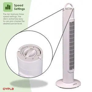 Oypla Electrical 30" Free Standing 3-Speed Oscillating Tower Cooling Fan