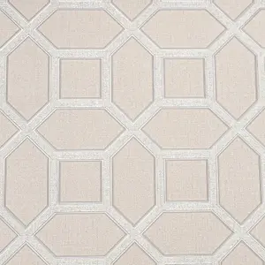 Geometric Taupe Beige Grey Glitter Textured Heavy Vinyl Premium Wallpaper Thick