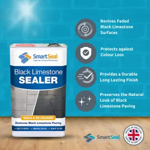 Limestone Sealer Black, Slate Sealer, (Smartseal), Protect, Enhance and Restore Natural Stone Patio, Ultra-Durable Solvent, 1L