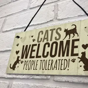 Red Ocean Novelty Cat Signs For Home Funny Cat House Sign Gate Door Plaque Pet Animal Lover Gifts