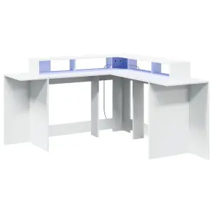 Berkfield Desk with LED Lights White 152x152x91 cm Engineered Wood