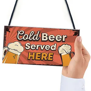 Red Ocean Bar Signs And Plaques Cold Served Here Novelty Bar Sign Man Cave Sign Gift