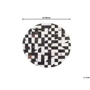 Round Cowhide Area Rug 140 cm Black and White BERGAMA