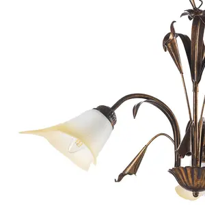 Luminosa Lucrezia 3 Light Multi Arm Pendant Ceiling Light, Bronze