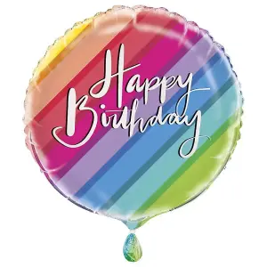 Unique Party Rainbow Happy Birthday Foil Balloon Multicoloured (One Size)