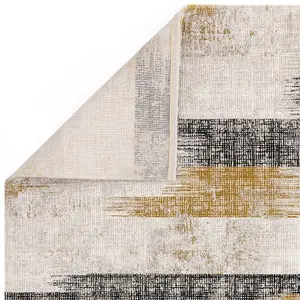 Gold Abstract Modern Easy to clean Rug for Dining Room Bed Room and Living Room-120cm X 170cm