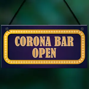 Home Bar Man Cave Pub Sign CORONA BAR OPEN Neon Effect Plaque Gift