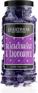 Original Blackcurrant & Liquorice Retro Boiled Sweets Gift Jar By Berrymans Sweet Shop - Classic Sweets, Traditional Taste.