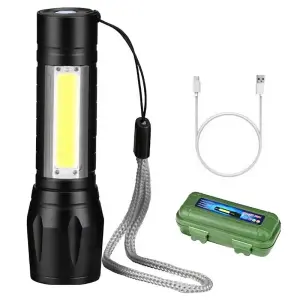 Pocket High Powered LED Torch Rechargeable Military Grade with Case