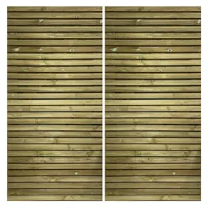 Redwood Slatted Gates Pair - 5.7m Wide x 1.5m High