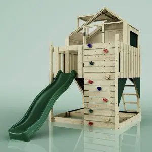 PolarPlay Kids Scandinavian Style Climbing Platform & Playhouse with Slide - Astrid Green