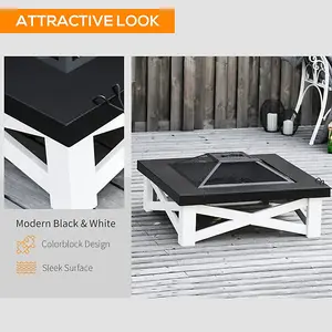 3 in 1 Outdoor Square Outdoor Brazier with BBQ Grill