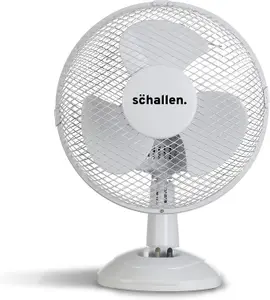 Schallen Small 9" Portable Desk Table Oscillating Cooling Fan with 2 Speed Setting & Quiet Operation in White