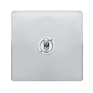 Polished Chrome Screwless Plate 1 Gang 2 Way 10AX Toggle Light Switch - SE Home