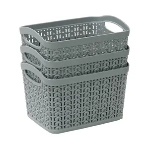 Knit Loop Storage Baskets (Set of 3) Grey