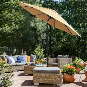 2.7 m Garden Parasol Umbrella with LED Lights Without Base UPF 50+ Outdoor