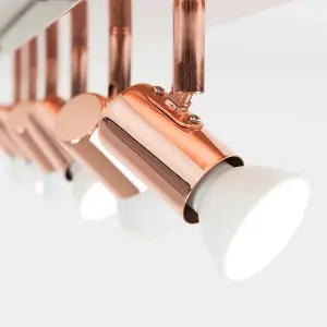 ValueLights Consul Copper Ceiling Bar Spotlight and GU10 Spotlight LED 5W Cool White 6500K Bulbs