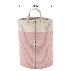 Pink Folding Cotton Laundry Hamper Basket  Clothes Storage Bin Kid Toys Storage Box