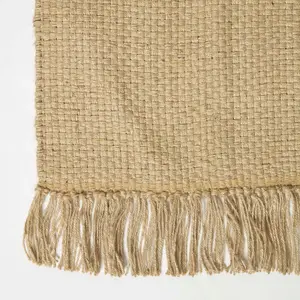 Homescapes Zaphyr Natural Handwoven Jute Rug with Tassels, 120 x 170 cm