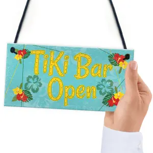 Red Ocean Tiki Bar Open Hanging Bar Pub Plaque Cocktails Beach Decoration Sign Friendship Gift