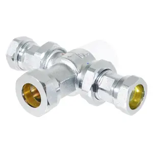 Tower 22mm TMV Thermostatic Mixing Valve Water Supply Blending Compression Fitting Kit (Brass, Chrome Plated)