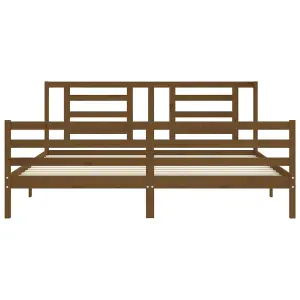 Berkfield Bed Frame with Headboard Honey Brown 200x200 cm Solid Wood