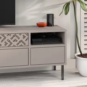 Decortie Heaton Modern Multimedia Unit with Storage TV Cabinet 60" Mocha Grey 145cm