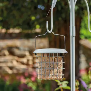 Complete Bird Feeding Station - Metal Outdoor Garden Wild Bird Seed, Nut, Suet Ball Feeder - H240 x W56 x D56cm, Sage Green