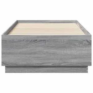 Berkfield Bed Frame with LED without Mattress Grey Sonoma 75x190 cm Small Single